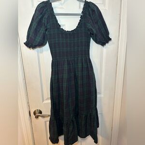 Hill House Louisa Dress in Blackwash Tartan